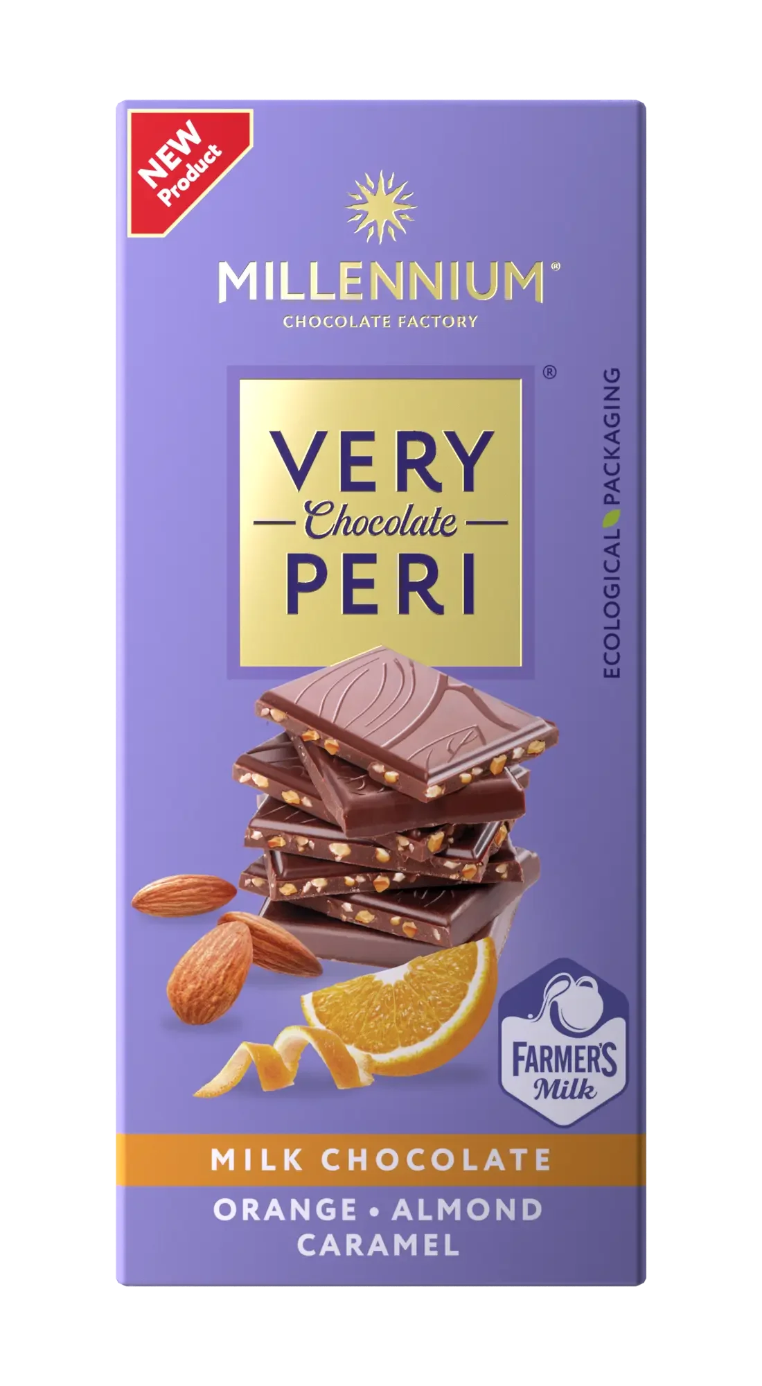 Шоколад «Millennium Very Peri» молочний — з мигдалем, карамеллю та апельсиновою цедрою Very Peri