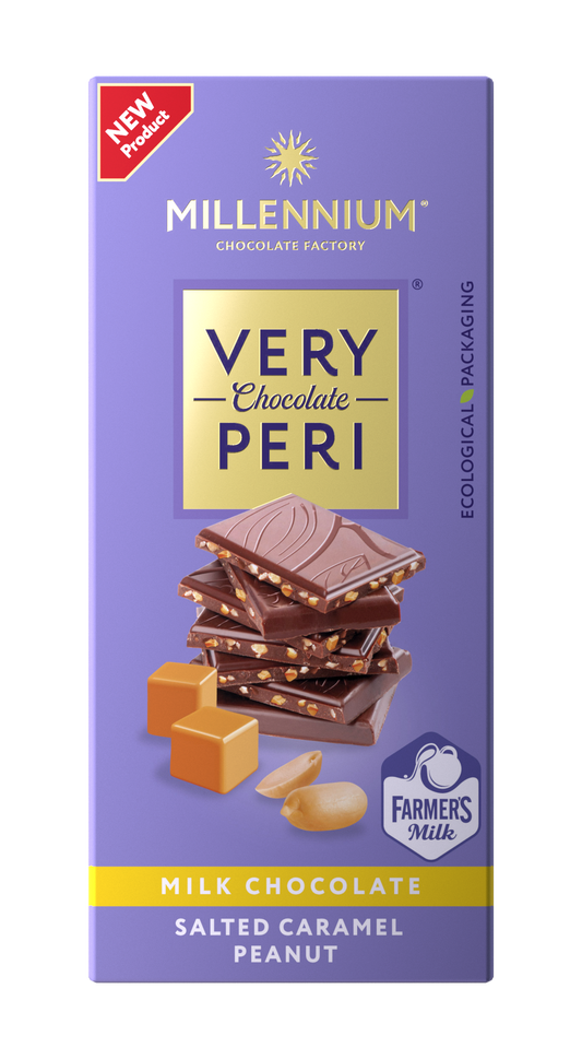 Шоколад «Millennium Very Peri» молочний — з арахісом та солоною карамеллю