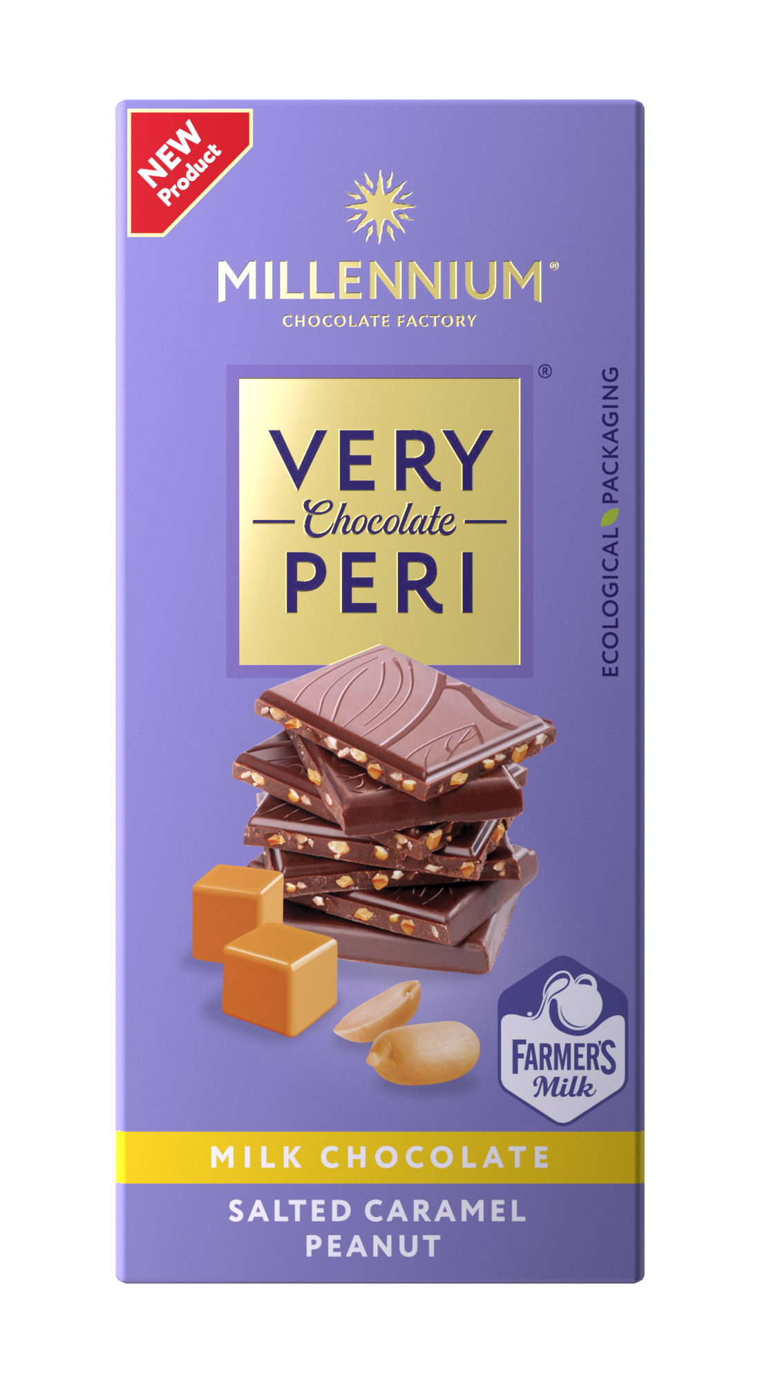 Шоколад «Millennium Very Peri» молочний — з арахісом та солоною карамеллю