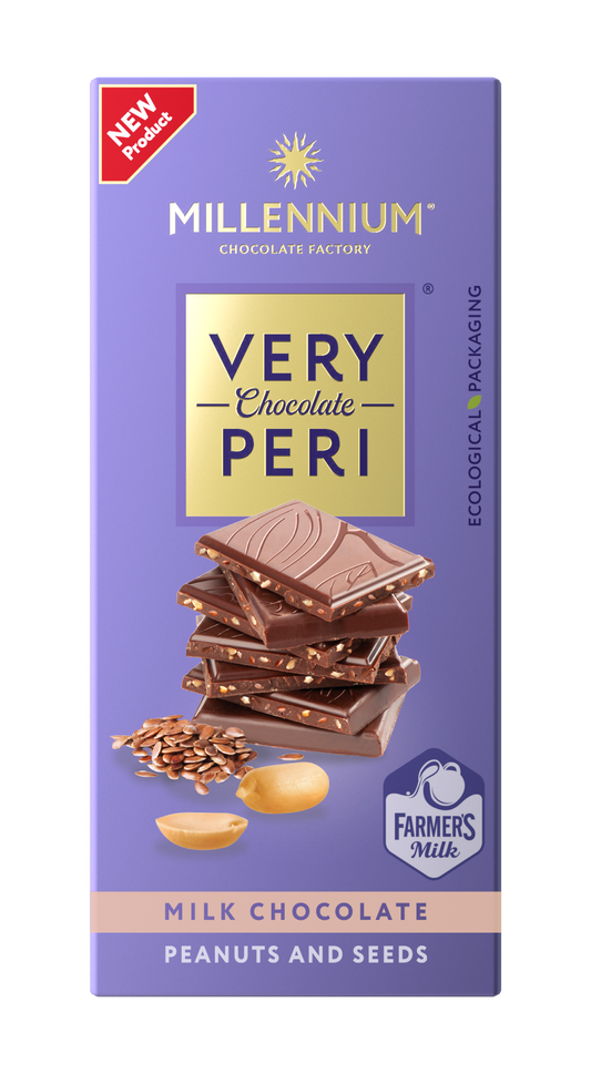 Шоколад «Millennium Very Peri» — молочний з арахісом, льоном та чіа