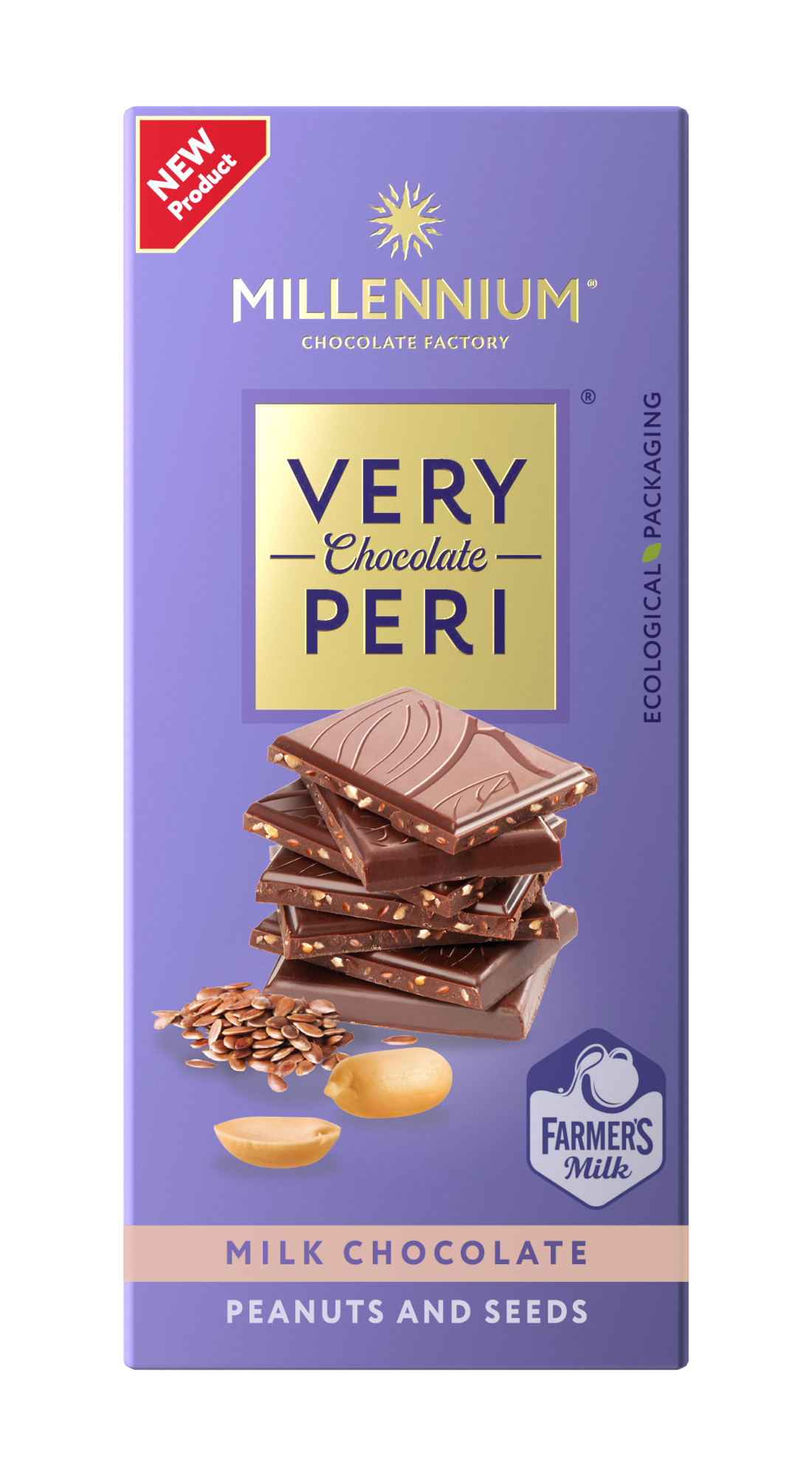 Шоколад «Millennium Very Peri» — молочний з арахісом, льоном та чіа