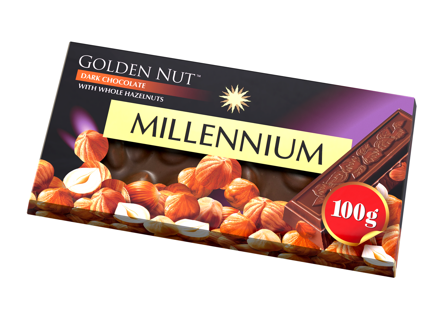 Шоколад Millennium Gold — з цілим горіхом чорний