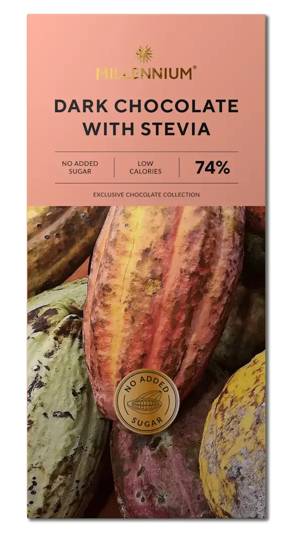 Dark chocolate 74% “Millennium with Stevia” — Buy sweets online