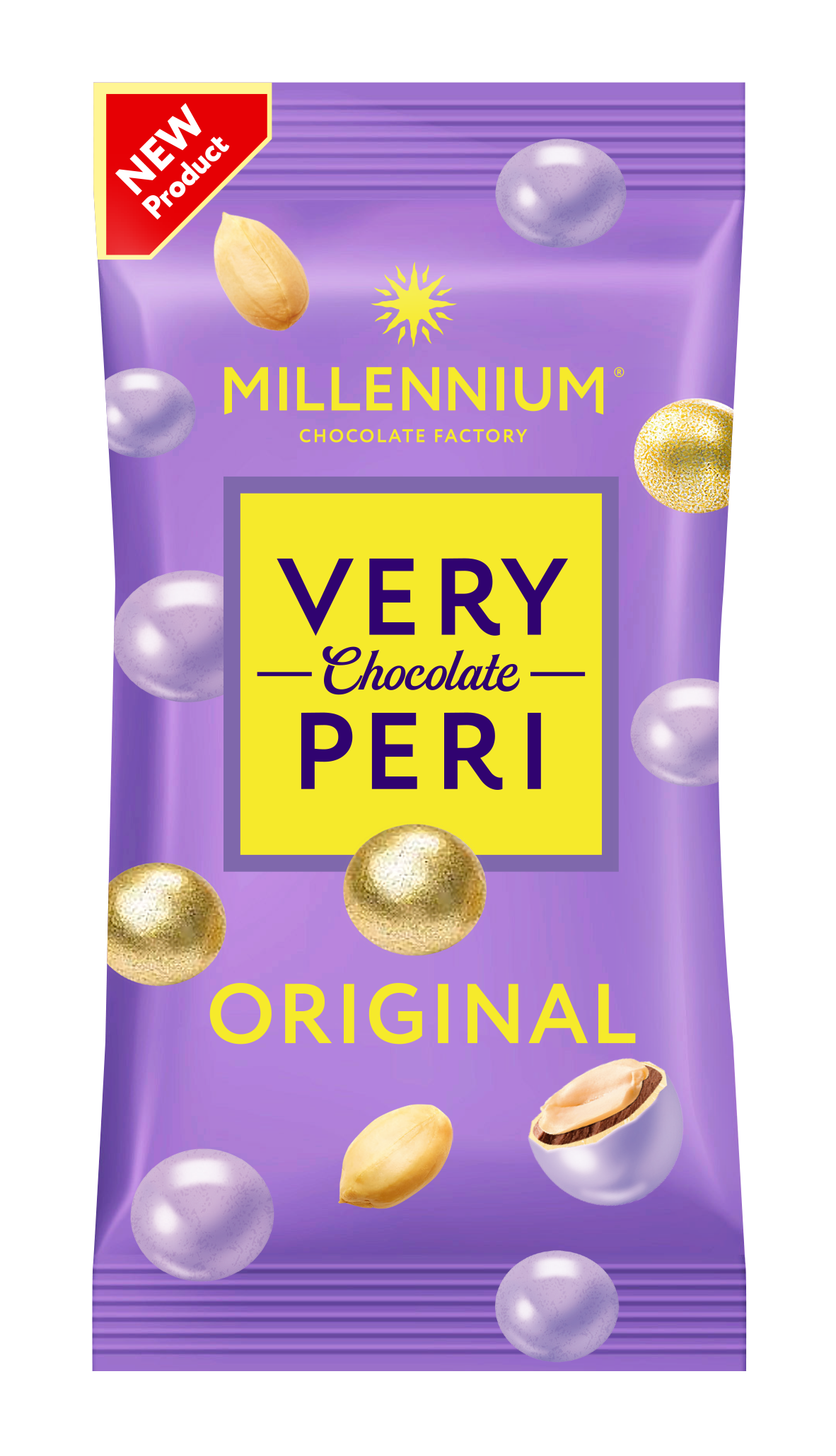 Драже Millennium Very Peri Original Арахіс у молочному шоколаді та кольоровій глазурі