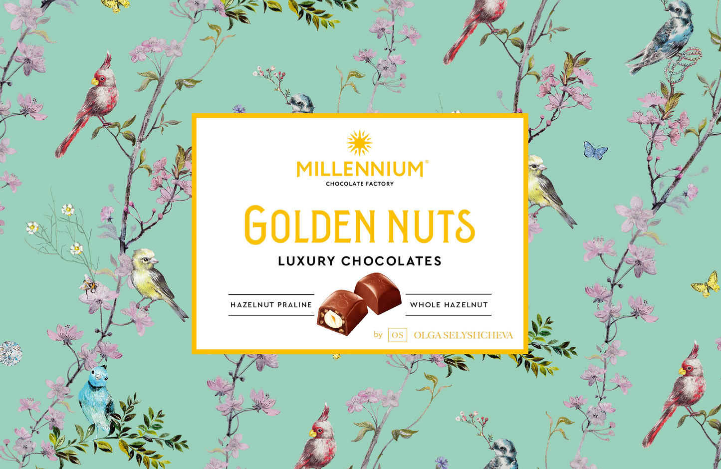 Цукерки шоколадні Millennium «Golden Nut» — з начинкою та цілими горіхами.