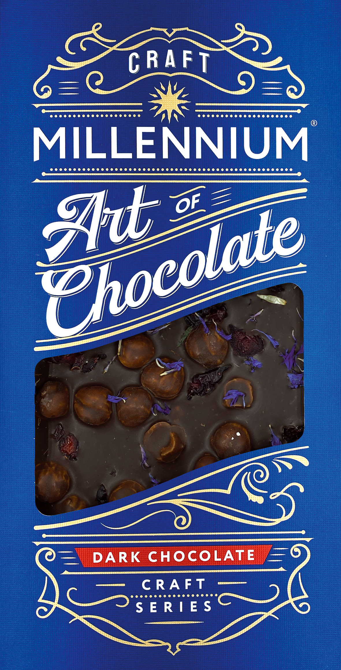 Шоколад Millennium Craft Series чорний — з фундуком, журавлиною та волошками