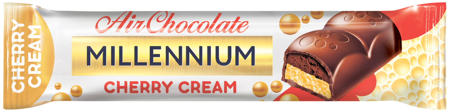 Шоколад "Millennium" пористий молочний — з вишневою начинкою