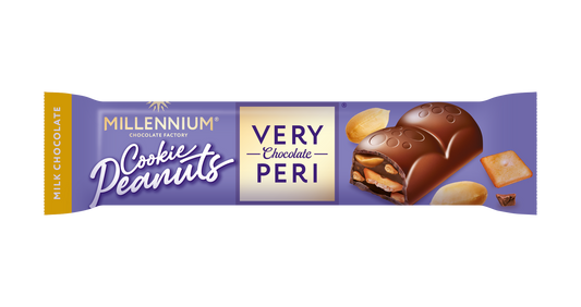 Milk chocolate «Millennium Very Peri» — with filling, cookies and peanuts.