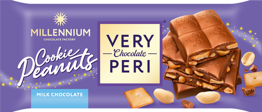 Шоколад Millennium Very Peri молочний — з начинкою, печивом та арахісом
