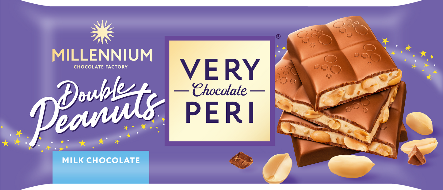 Шоколад «Millennium Very Peri» молочний — з начинкою, подрібненим та цілим арахісом
