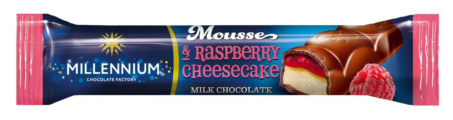 Шоколад Millennium Mousse молочний — з мусовою та малиновою начинкою