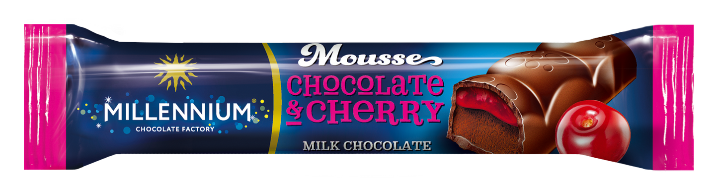Шоколад Millennium Mousse — молочний з мусовою та вишневою начинкою