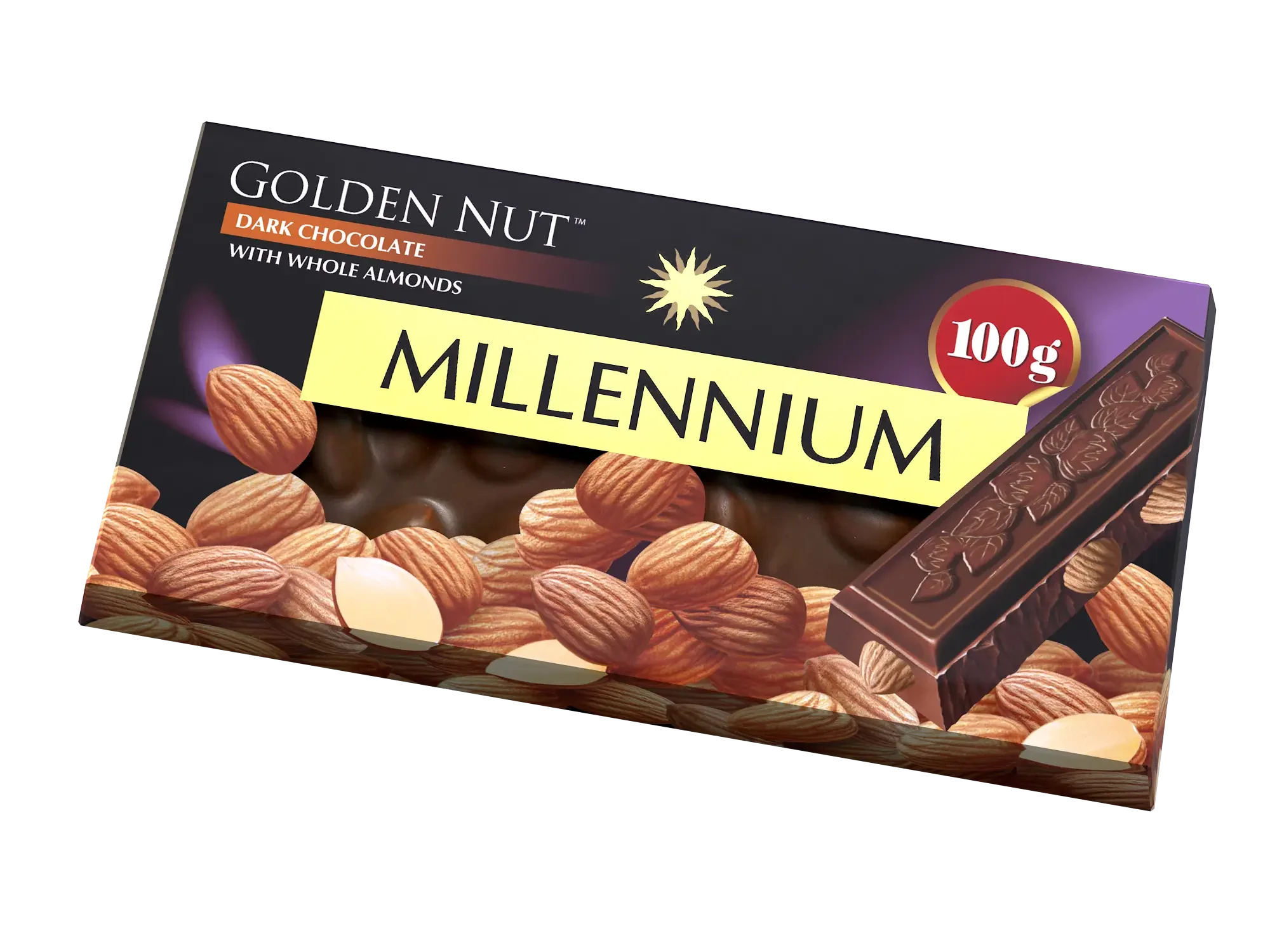 Dark chocolate “Millennium Gold” — with whole almond — Buy sweets ...