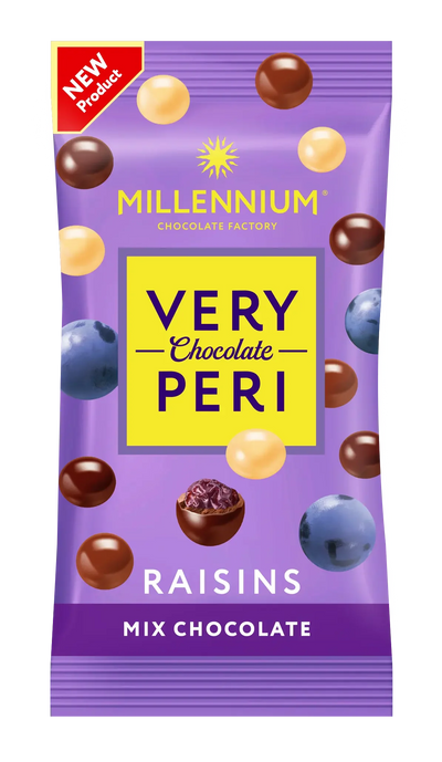 Dragee Millennium Very Peri Raisins — in black, white and milk chocolate