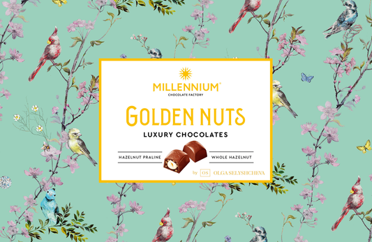 Цукерки шоколадні Millennium «Golden Nut» — з начинкою та цілими горіхами.