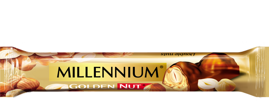 Шоколад Millennium "Golden Nut" чорний — з начинкою та цілими горіхами.