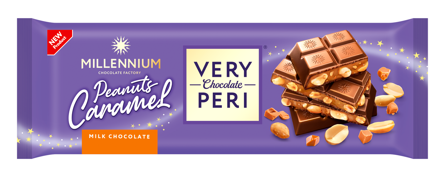 Шоколад «Millennium Very Peri» молочний — з начинкою, печивом та арахісом