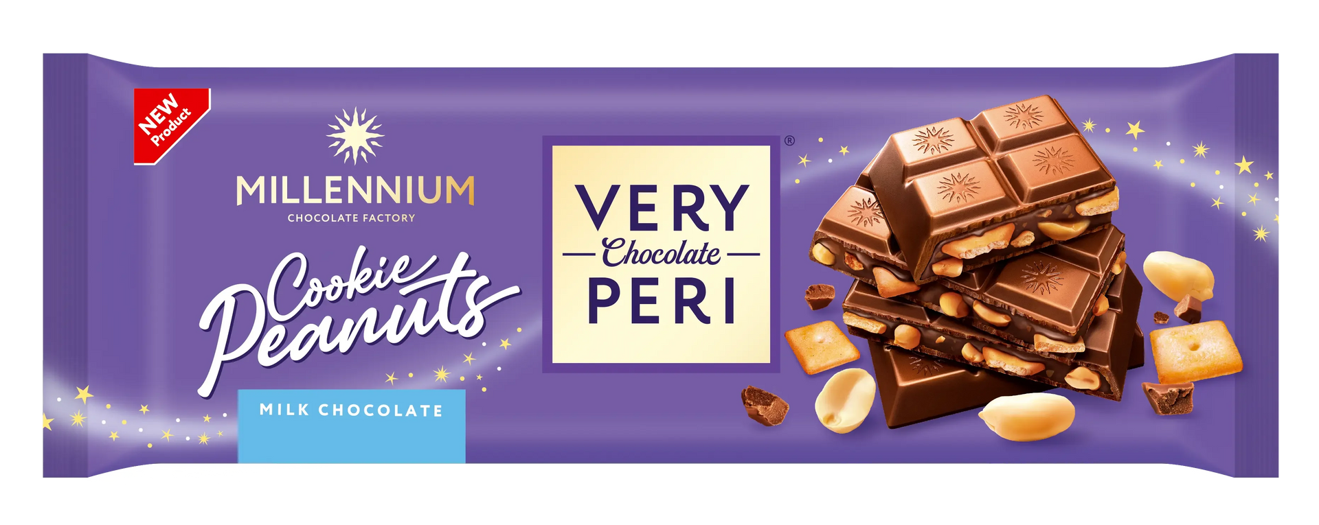 Шоколад «Millennium Very Peri» молочний — з начинкою, печивом та