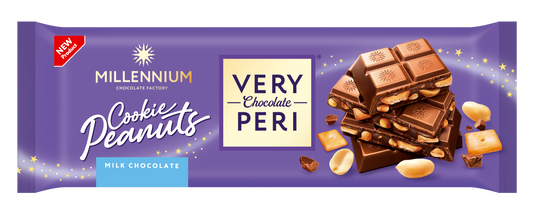 Шоколад «Millennium Very Peri» молочний — з начинкою, печивом та арахісом