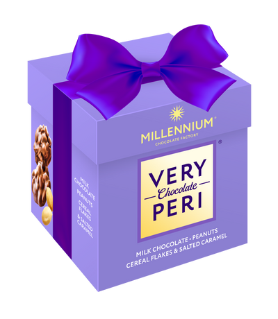 Цукерки шоколадні «Millennium Very Peri» молочні — з арахісом, родзинками, злаковими пластівцями та солоною карамеллю