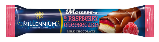 Шоколад Millennium Mousse молочний — з мусовою та малиновою начинкою