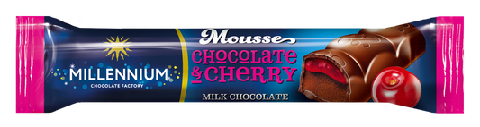 Шоколад Millennium Mousse — молочний з мусовою та вишневою начинкою